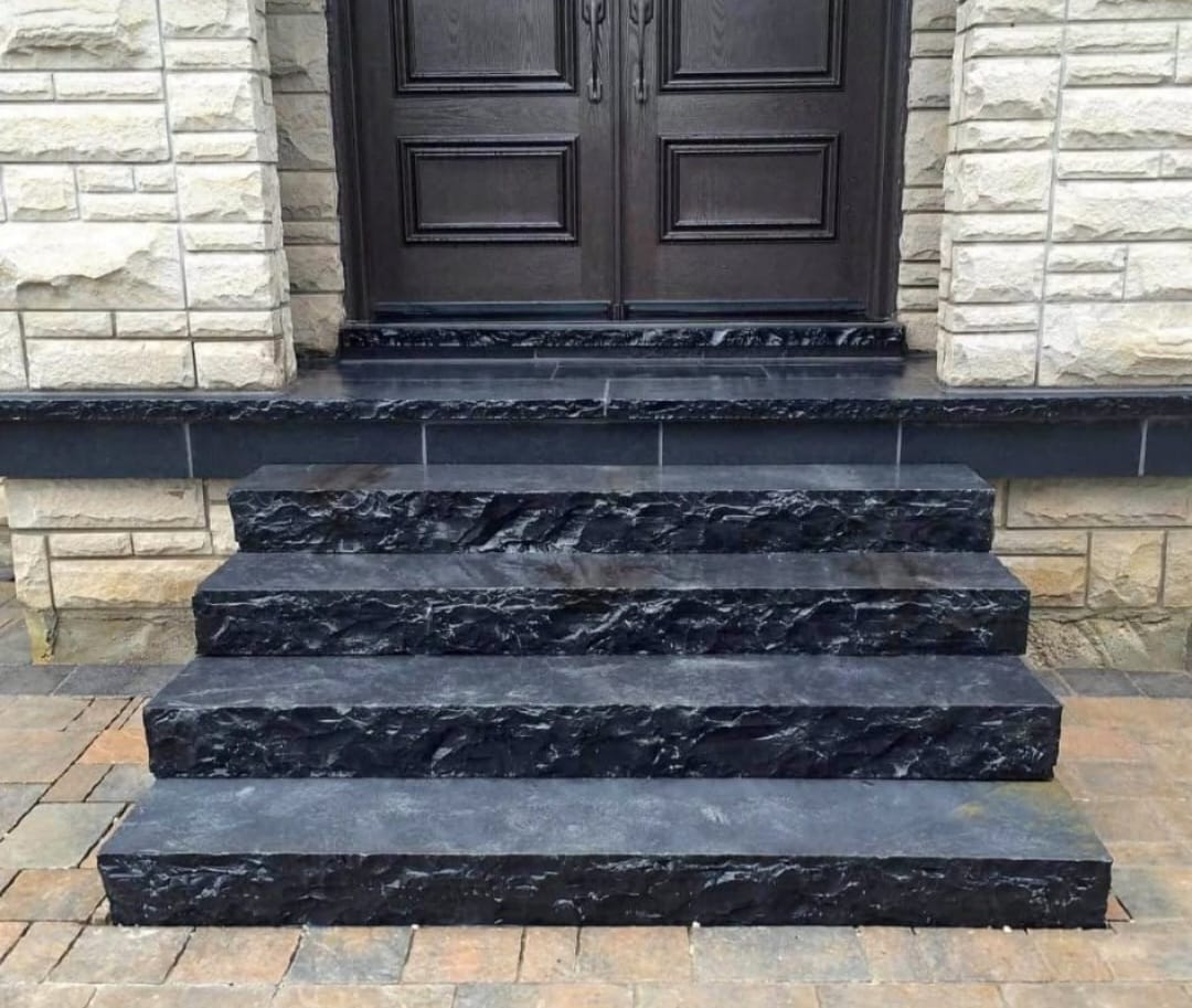 Kota black natural stone steps